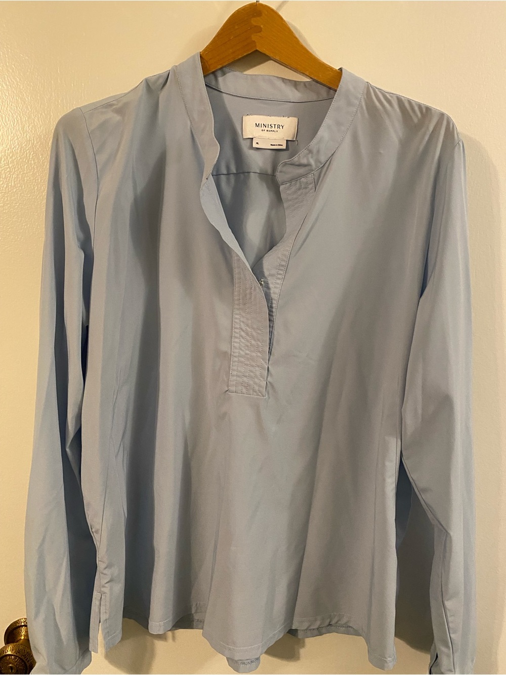 Ministry of Supply Light Blue Long-Sleeve Popover